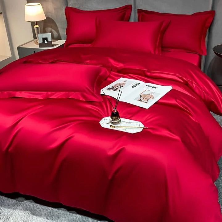 Red Silky Bedding Set