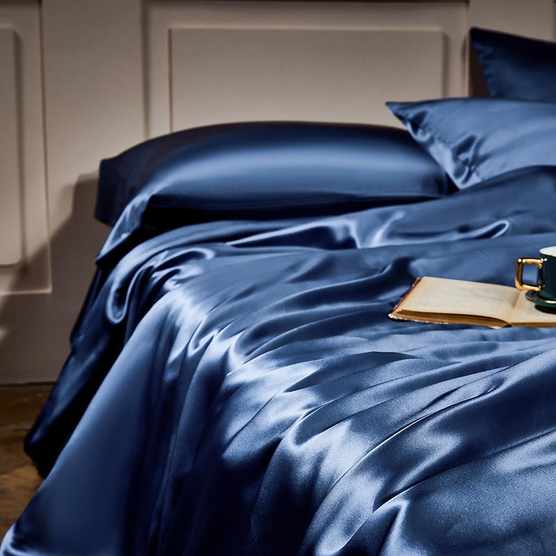 Prussian Blue Silk Bedding Set