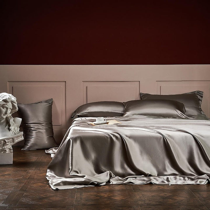 Grey Silk Bedding Set