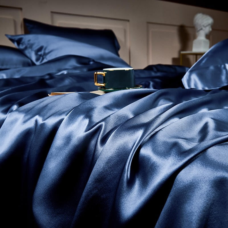 Prussian Blue Silk Bedding Set