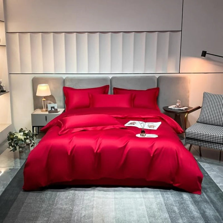 Red Silky Bedding Set