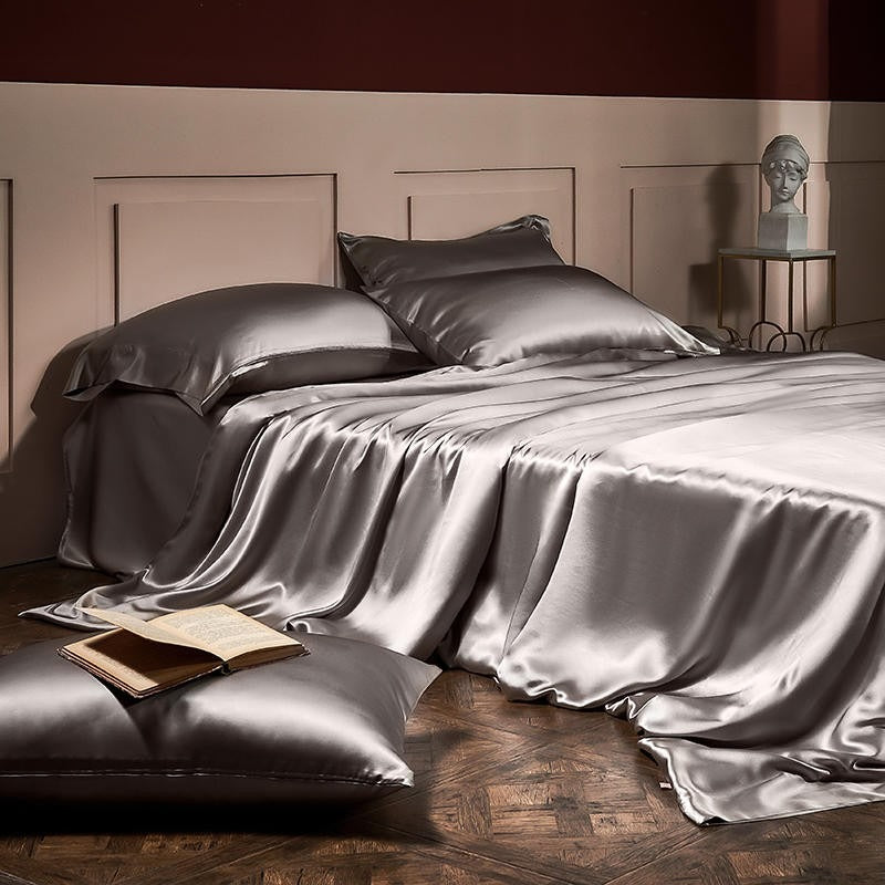 Grey Silk Bedding Set