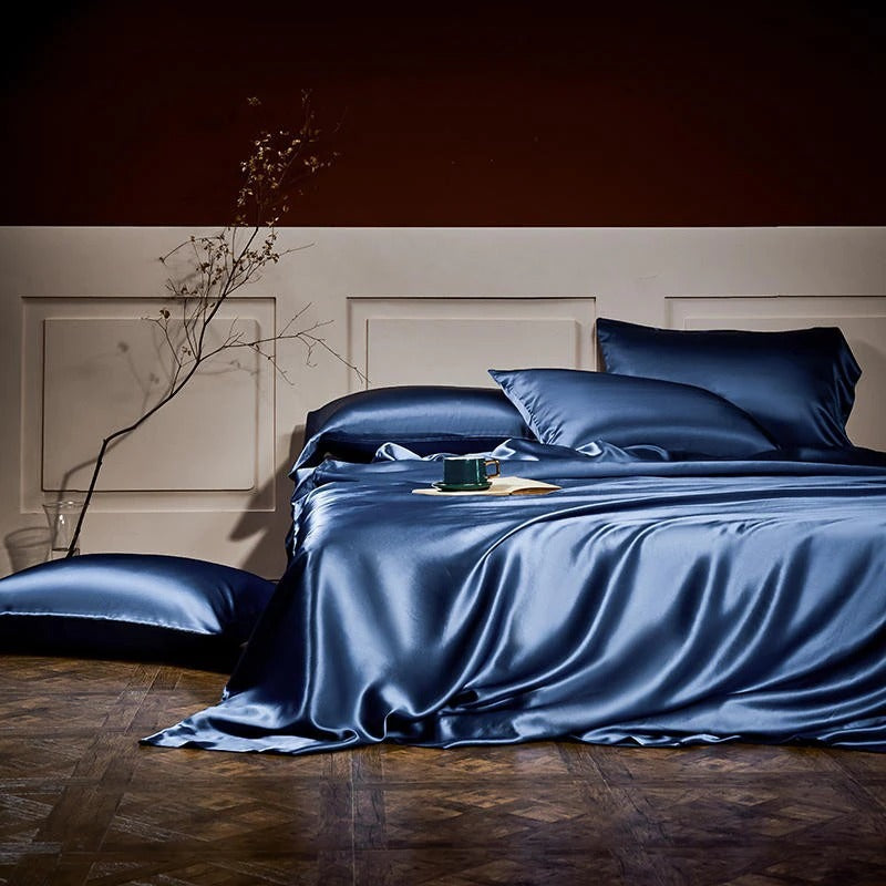 Prussian Blue Silk Bedding Set