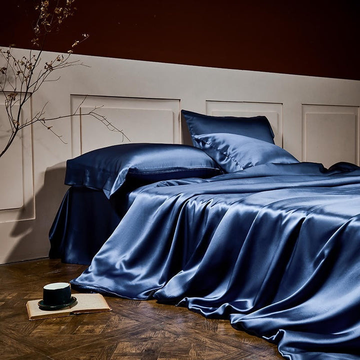 Prussian Blue Silk Bedding Set