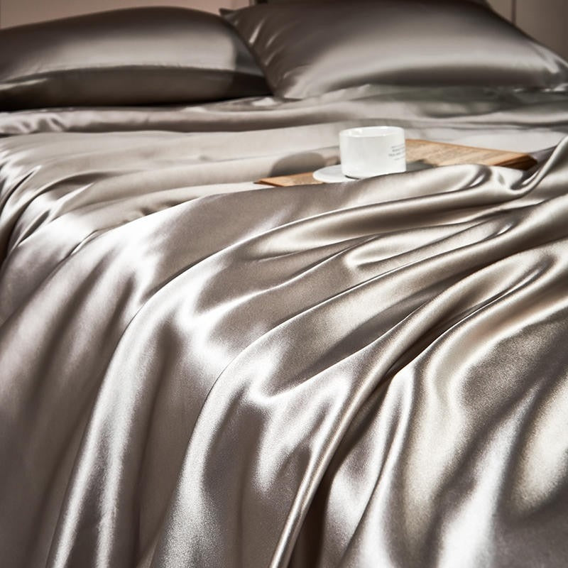 Grey Silk Bedding Set