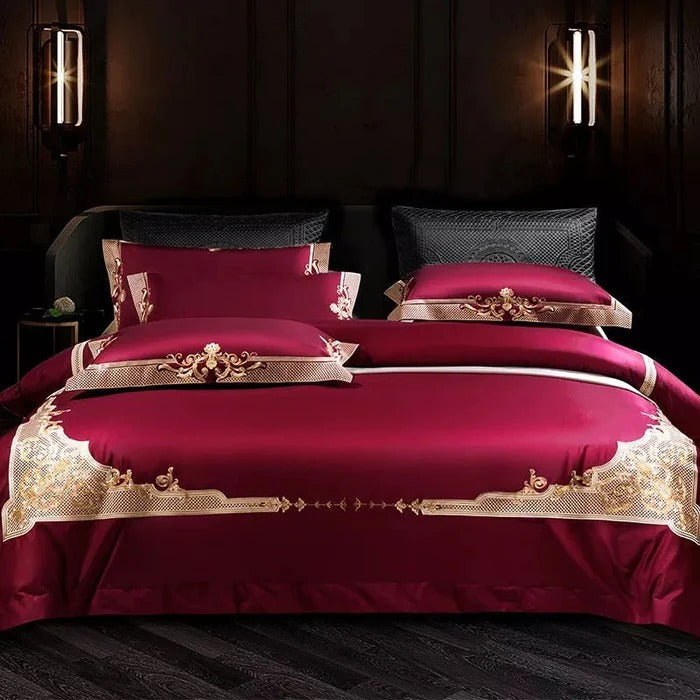 Puce Red Bedding Set