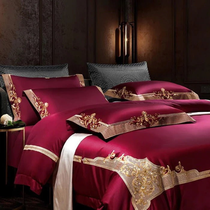 Puce Red Bedding Set