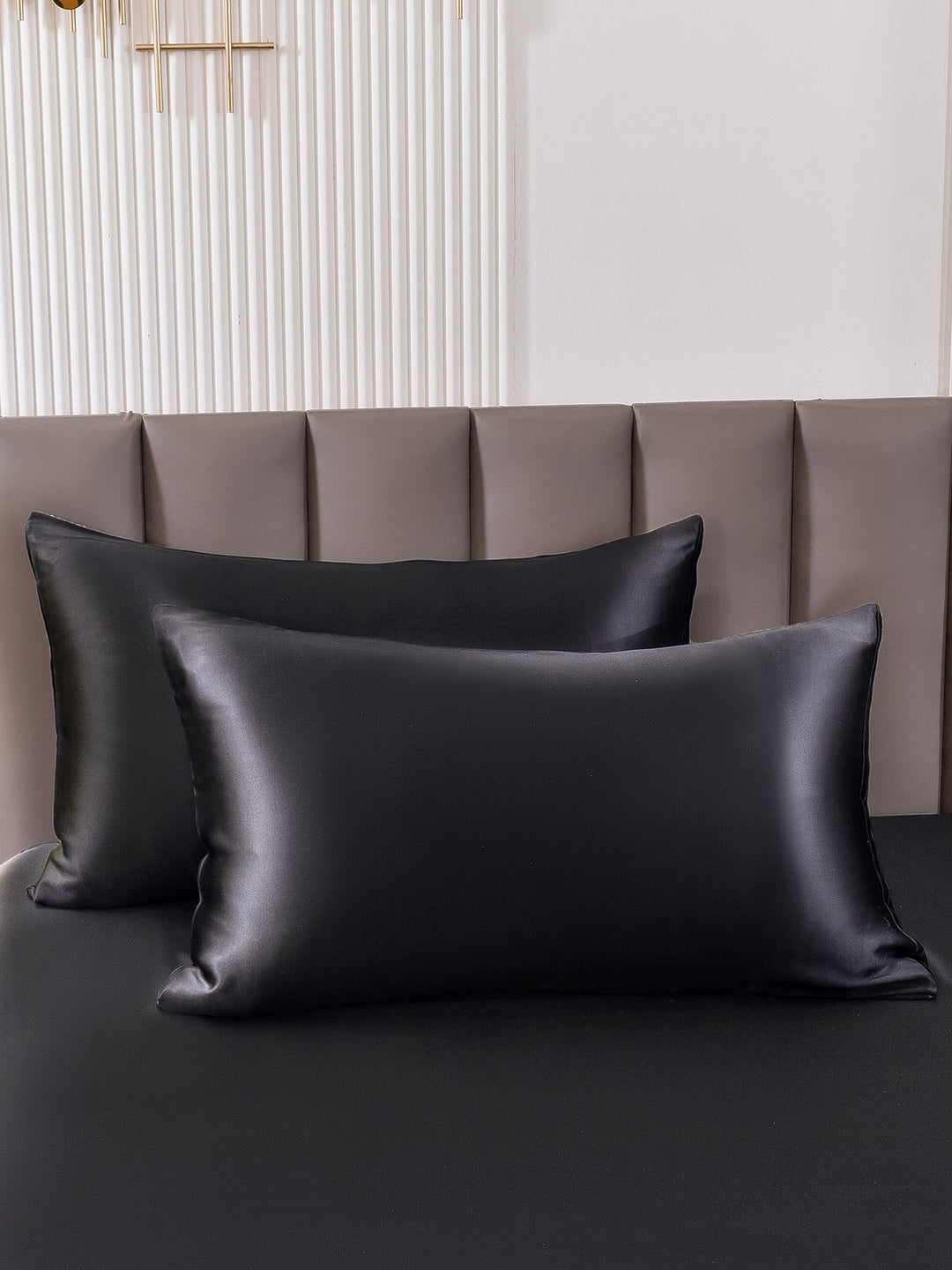 Black 2 Piece Pure Silk Pillowcase