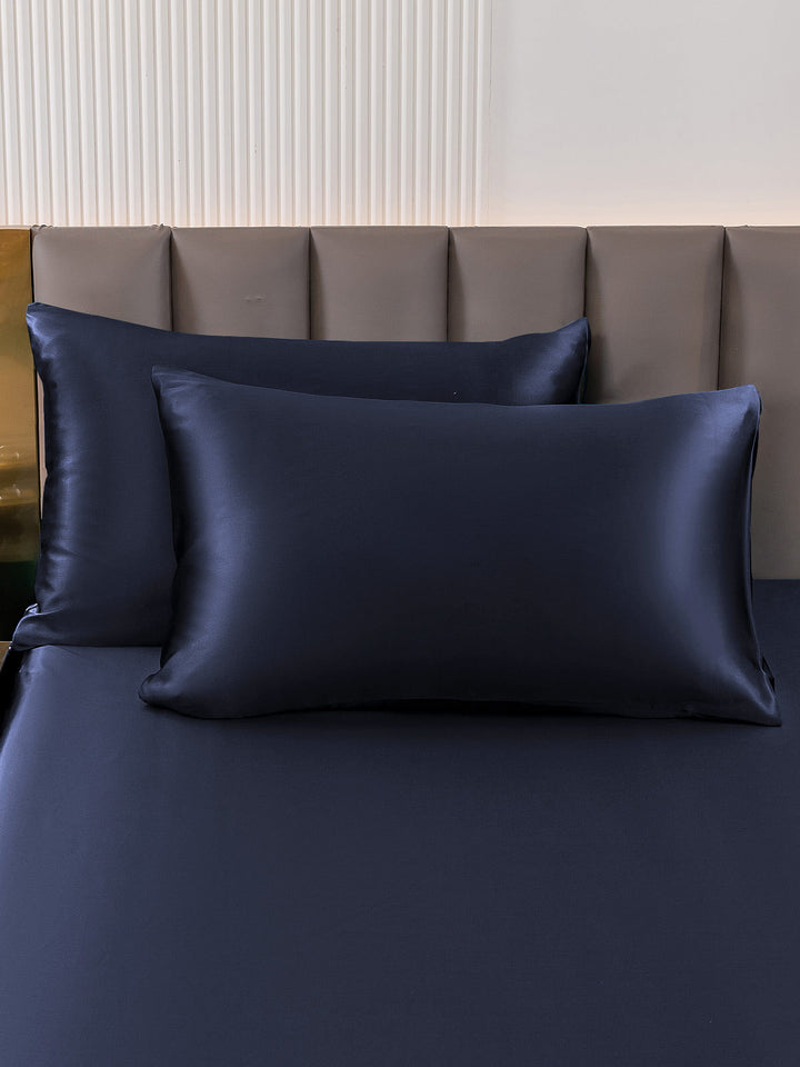 Dark Blue 2 Piece Pure Silk Pillowcase