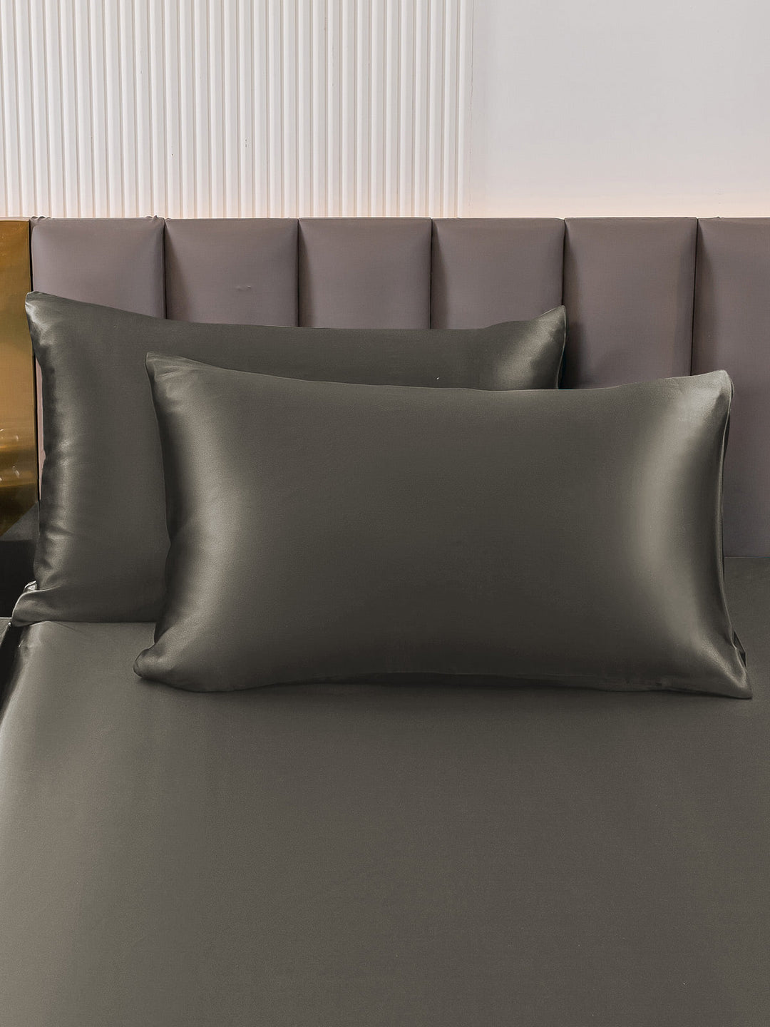 Dark Gray 2 Piece Pure Silk Pillowcase