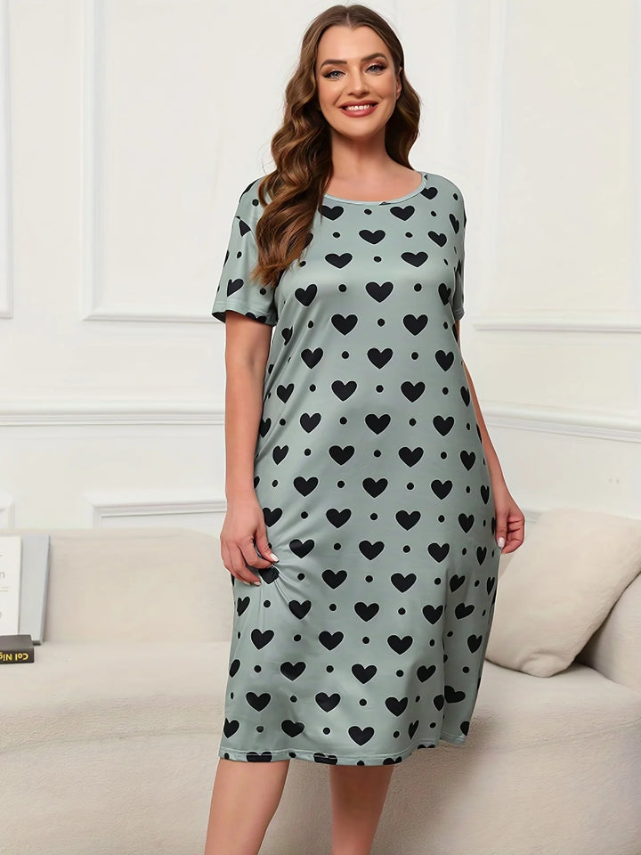 Sleepelle | Plus Size Stretch Short Sleeve Nightgown Relaxed Fit Homewear