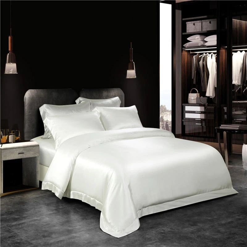 White Silk Bedding Set