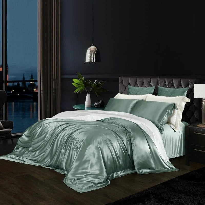 Aqua Green Silk Bedding Set