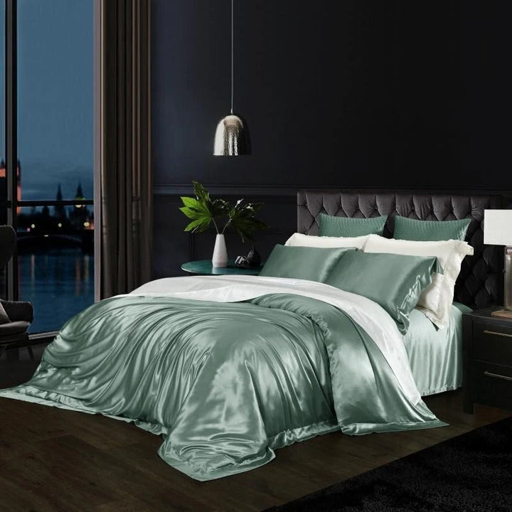 Aqua Green Silk Bedding Set