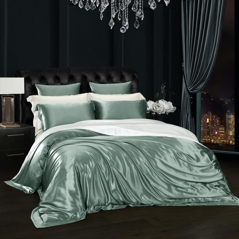 Aqua Green Silk Bedding Set