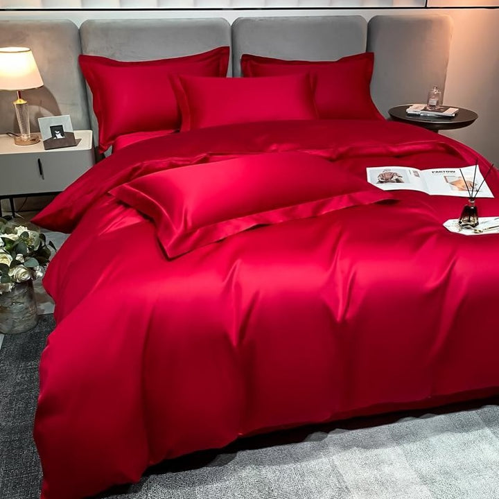 Red Silky Bedding Set