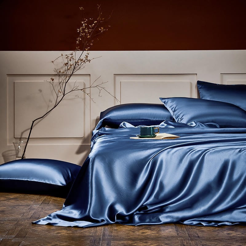 Prussian Blue Silk Bedding Set