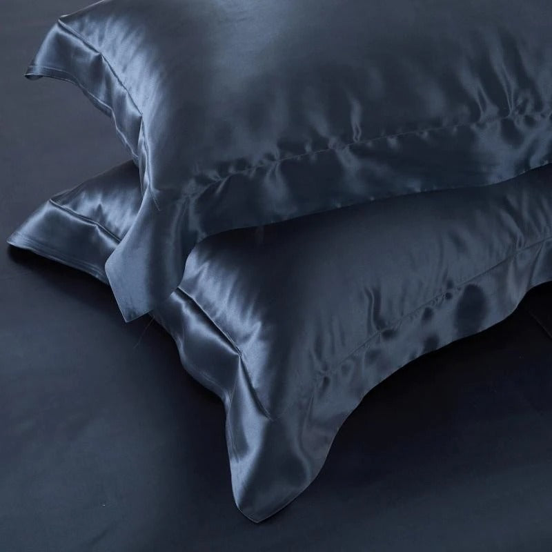 Navy Blue Silk Bedding Set