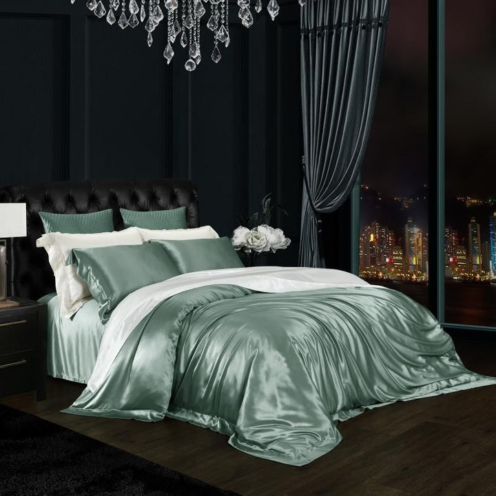 Aqua Green Silk Bedding Set