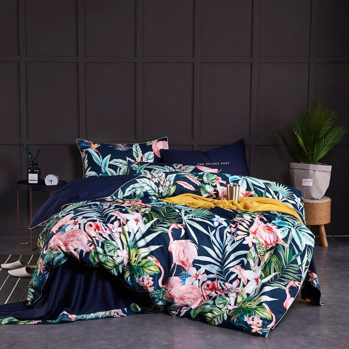 Flamingo Blauw Beddengoedset